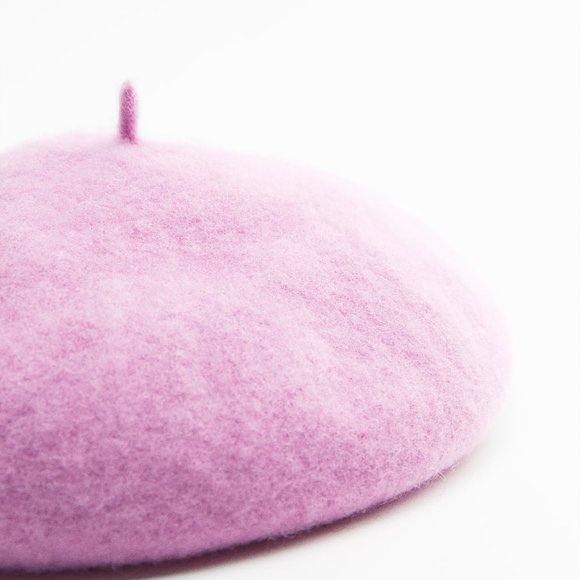 NWT ZARA 100% WOOL BERET  LIGHT MAUVE